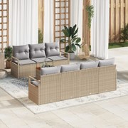 vidaXL Set de canapele pentru grădină cu pernă 8 pcs Bej Rattan poli