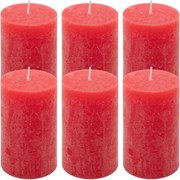 Set de lumânări rustice, 11,5 cm, Ø 6,8 cm, roșu, 6 buc