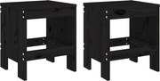 vidaXL Taburete de grădină, 2 buc., negru, 40x36x45 cm, lemn masiv pin