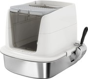 PawHut Litieră pentru pisici cu 2 intrări, deodorant și lopățică, Alb | Aosom Romania