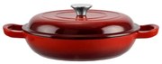 Cratita fonta emailata cu capac pentru friptura 27 cm, Perfect Home 10133, rosie