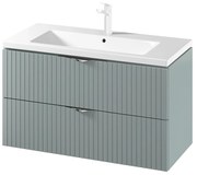 Set dulap baie suspendat 2 sertare lavoar inclus, 100 cm, culoare fiord mat, MDF, Cersanit Tirso 1000x450 mm, Fiord mat