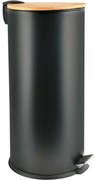 Coș de gunoi Spirella cu pedală și capac dinbambus Adonis 30 l, negru mat