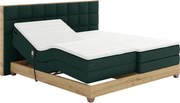 Pat electric reglabil, boxspring, verde/stejar artizanal, 160x200, TIANA