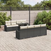 vidaXL Set de canapele pentru grădină cu pernă 7 pcs Negru Rattan poli