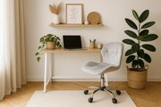 Set pentru birou – birou pliabil ZARIMO 80×40 cm alb + scaun de birou AVOLA VELVET gri deschis