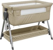 vidaXL Pat pentru copii cu saltea, gri taupe, pânză textil