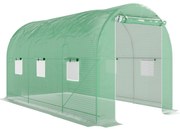 Outsunny Seră de Grădină Tunnel Suprafață Sol 8 m² 4L x 2l x 2,05H m cadru Tubular Ușă dublă cu fermoar 6 ferestre rulante verde | Aosom Romania