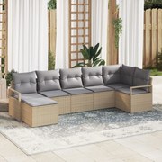vidaXL Set de canapele pentru grădină 7 pcs Bej Rattan poli