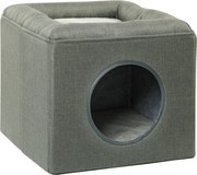 PawHut Căsuță pentru Pisici cu 2 Nivele și Pernă din Pluș, din Lemn, Poliester și Plastic, 36.5x36.5x33 cm, Verde | Aosom Romania