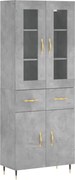 vidaXL Dulap înalt, gri beton, 69,5x34x180, lemn compozit