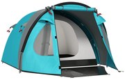 Outsunny Cort de Camping pentru 3 Persoane cu Cameră, Verandă, și Geantă de Transport, 3.23x2.48x1.5 m, Albastru | Aosom Romania