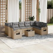 vidaXL Set canapele de grădină cu perne, 10 piese, bej, poliratan
