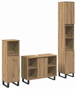 vidaXL Set de mobilier pentru baie cu ușă 3 pcs Maro 30 x 30 x 180 cm