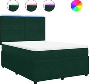 vidaXL Pat box spring cu saltea, verde închis, 140x200 cm, catifea