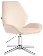 HR350CROSS Scaun Crem din Catifea Bază Cromata