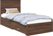 vidaXL Cadru de pat cu sertar Stejar marron și argintiu 100 x 200 cm