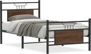 vidaXL Cadru pat fără saltea stejar maro, 90x190 cm, lemn prelucrat