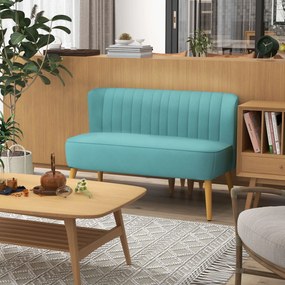 HOMCOM Canapea design retro 2 locuri, picioare din lemn, 117 cm x 56,5 cm x 77 cm, Verde | Aosom Romania