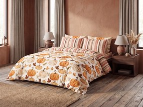 Lenjerie de pat flanelata PUMPKINS & STRIPES colorata Dimensiune lenjerie de pat: 70 x 90 cm | 140 x 220 cm