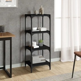 Biblioteca, negru, 40x33x100 cm, lemn compozit si otel