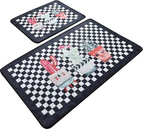 Set 2 covorase baie HAPPY HOUSE, forma dreptunghiulara, poliester, mul