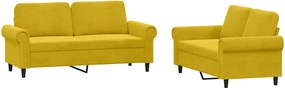 vidaXL Set de canapele cu perne, 2 piese, galben, catifea