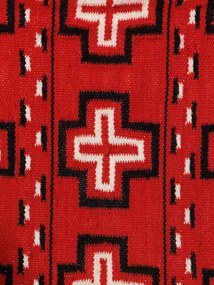 Fotoliu lounge kilim roșu din bumbac cu structură din lemn de mango, „Altierra”