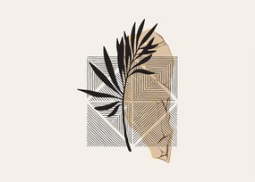 Tablou - Abstracție cu frunze tropicale N⁰1 (70x50 cm)