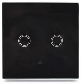Intrerupator dublu smart, sticla securizata neagra, control Tuya, Masterled