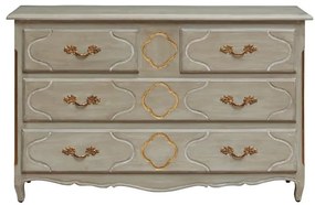 Comoda verde, din lemn de mango, cu 4 sertare, aspect vintage, Florinda