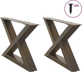 vidaXL Picioare pentru măsuță de cafea, 2 buc., oțel natural, 60 x (30-31,3) cm