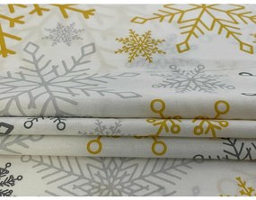 Lenjerie de pat din bumbac de Crăciun Flori aurii, 140 x 200 cm, 70 x 90 cm