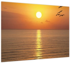 Tablou pe sticlă - Apus de soare peste ocean (70x50 cm)