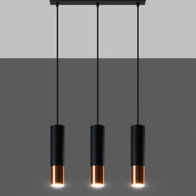 Lustră pe cablu LOOPEZ 3xGU10/40W/230V neagră/cupru Sollux SL.0948