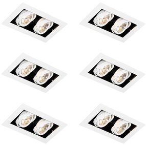 Set de 6 spoturi încastrate moderne albe cu 2 lumini reglabile - Oneon 70