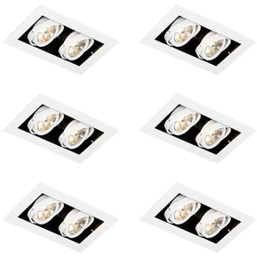 Set de 6 spoturi încastrate moderne albe cu 2 lumini reglabile - Oneon 70