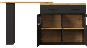 Masă de bar extensibilă cu spațiu de depozitare și funcție de rotire 360°, Negru | Aosom Romania