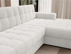 Colțar crem extensibil cu tapițerie din țesătură bouclé (cu colț pe partea dreaptă/cu șezlong) Blezalt – ELTAP