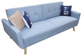 Canapea extensibila Scandi, 3 locuri, material textil, albastru deschis