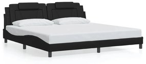 3214043 vidaXL Cadru de pat cu lumini LED, negru, 200x200 cm, piele ecologică