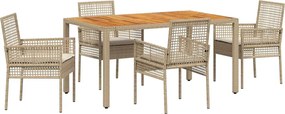 vidaXL Set de masă pentru grădină 5 pcs Bej poliratan