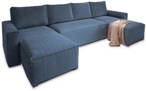 Coltar in forma de U SMART COSARO 295x140 cm, albastru inchis