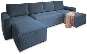 Coltar in forma de U SMART COSARO 295x140 cm, albastru inchis