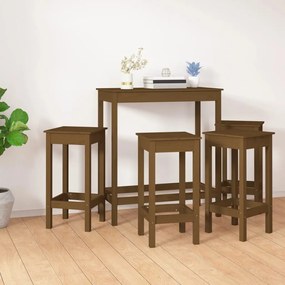 Set mobilier de bar, 5 piese, maro miere, lemn masiv de pin