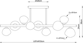 Globo 56149-9D - Lustră pe tijă VELORA 9x soclu G9/5W/230V