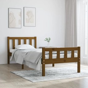 810647 vidaXL Cadru de pat Single 3FT, maro miere, 90x190 cm, lemn masiv