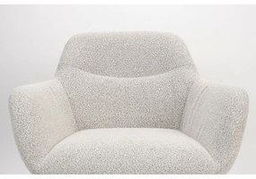 Fotoliu alb cu tapițerie din țesătură bouclé Dude – White Label