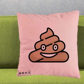Perna Decorativa Emoji Poop Funny, 40x40 cm, Roz, Husa Detasabila, Perna Inclusa, BEKZ®