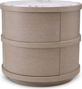 Noptiera/ masuta laterala design LUX Cabana round, stejar albit